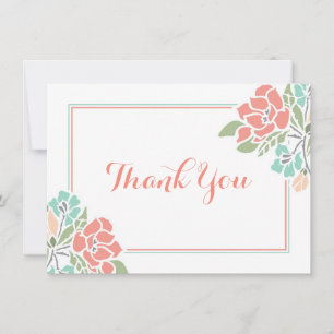 Tarjeta De Agradecimiento El trullo coralino floral de Baby Shower le