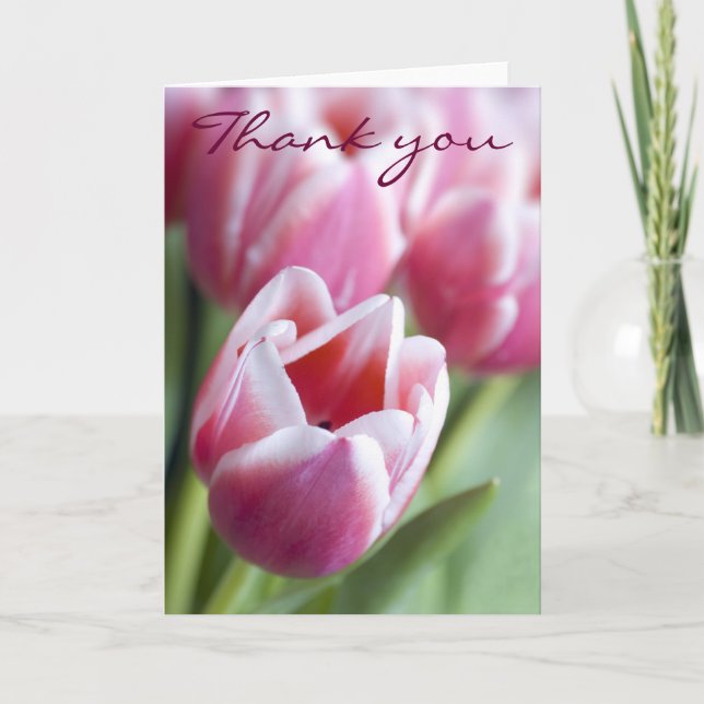 Tarjeta De Agradecimiento El tulipán rosado hermoso le agradece cardar (Anverso)