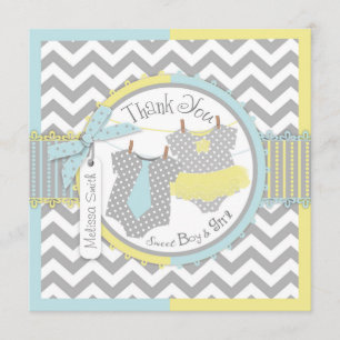 Tarjeta De Agradecimiento El tutú Chevron del lazo de los gemelos le