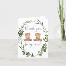 Tarjeta De Agradecimiento El Twin Teddy tiene un eucalipto verde