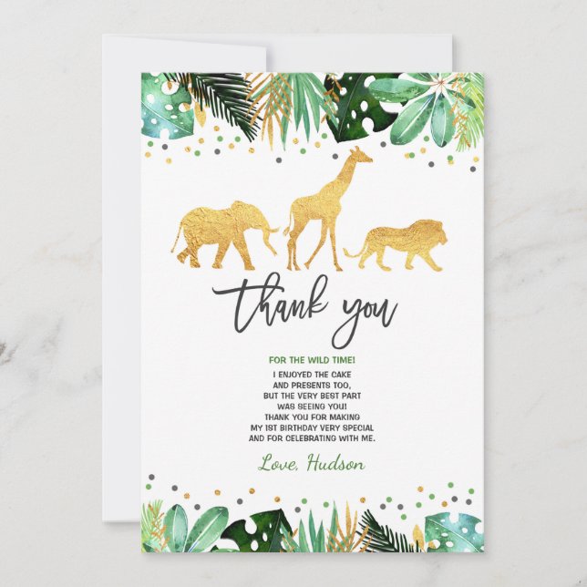 Tarjeta De Agradecimiento El un cumpleaños salvaje le agradece cardar (Anverso)