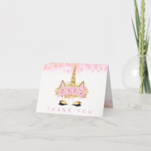 Tarjeta De Agradecimiento El unicornio de la cara del unicornio le agradece