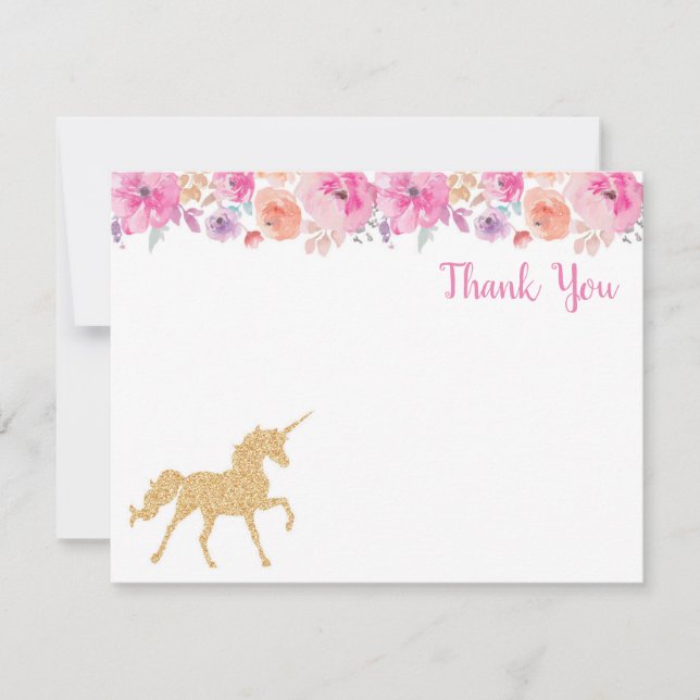 Tarjeta De Agradecimiento El unicornio le agradece cardar (Anverso)