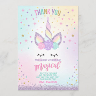 Tarjeta De Agradecimiento El unicornio le agradece cardar unicornio mágico