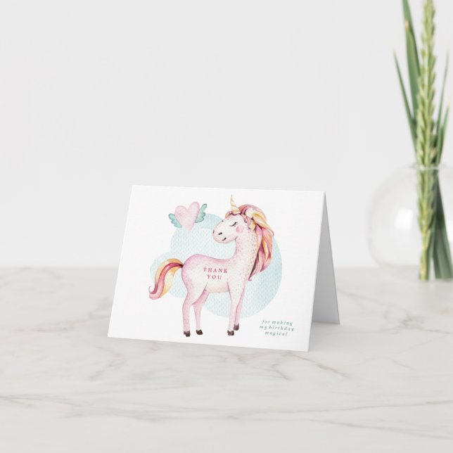 Tarjeta De Agradecimiento El unicornio mágico le agradece cardar (Anverso)