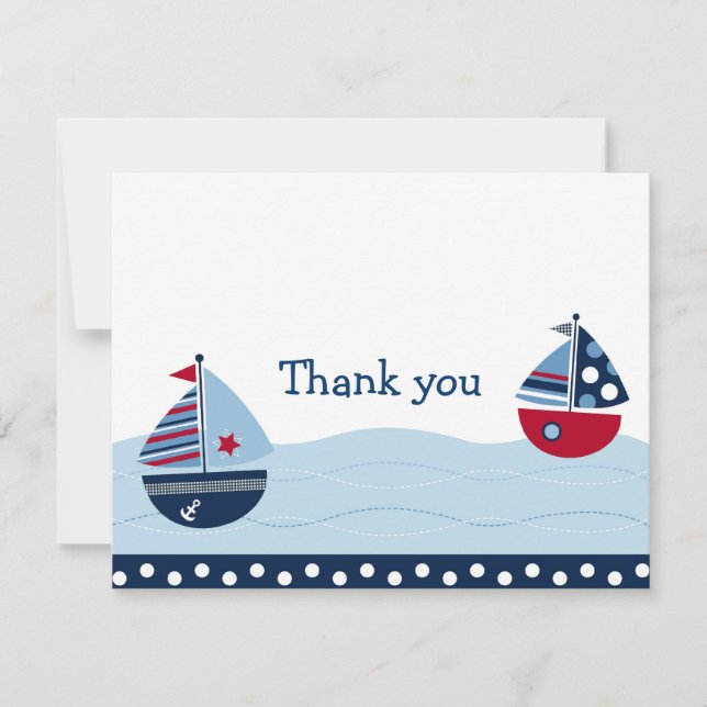 Tarjeta De Agradecimiento El velero ausente de la vela náutico le agradece (Anverso)