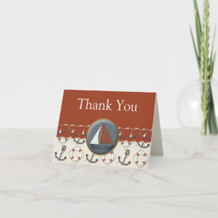 Tarjeta De Agradecimiento El velero azul blanco rojo náutico le agradece las