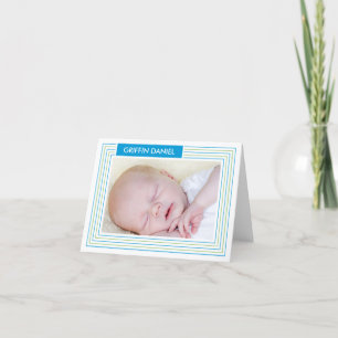 Tarjeta De Agradecimiento El verde azul raya la foto Notecard