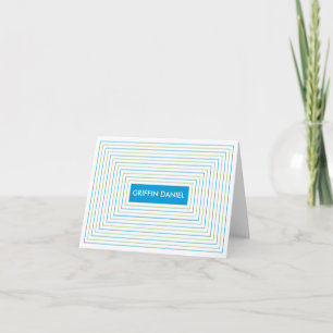 Tarjeta De Agradecimiento El verde azul raya Notecard
