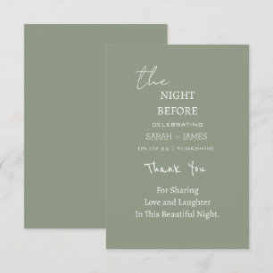 Tarjeta De Agradecimiento El verde sabio moderno la noche antes del Boda