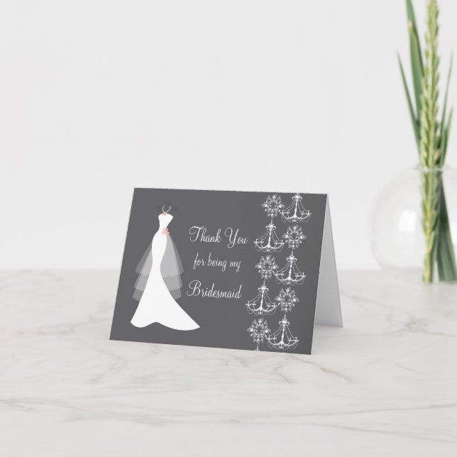 Tarjeta De Agradecimiento El vestido, boda de la lámpara le agradece dama de (Anverso)