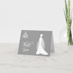 Tarjeta De Agradecimiento El vestido de boda, lámpara en gris le agradece