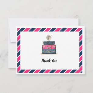 Tarjeta De Agradecimiento El viaje le agradece Srta. a señora Navy Pink