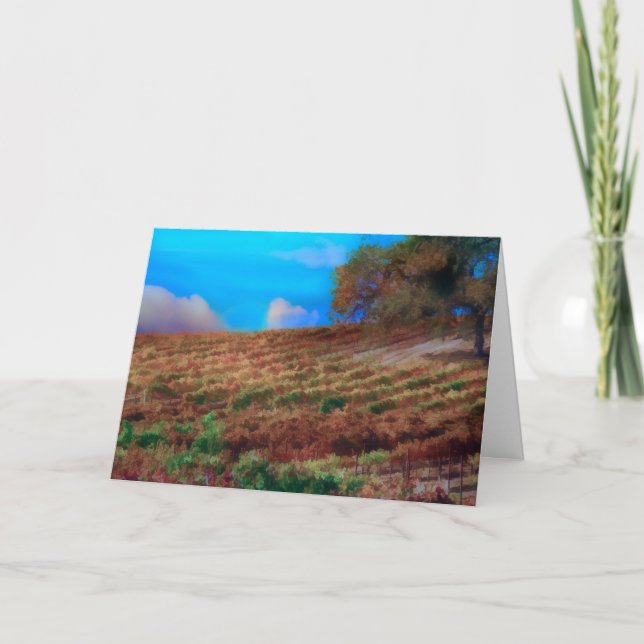 Tarjeta De Agradecimiento El viñedo/el vino le agradece cardar (Anverso)