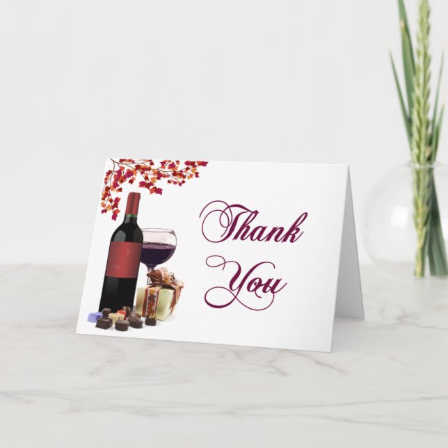 Tarjeta De Agradecimiento El vino y el chocolate le agradecen cardar (Anverso)