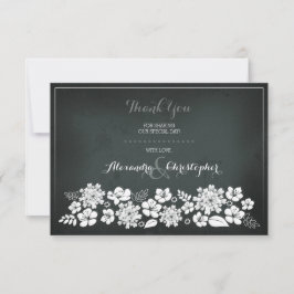 Tarjeta De Agradecimiento El vintage de las flores blancas de la pizarra le