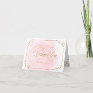 Tarjeta De Agradecimiento El vintage elegante de la caligrafía del oro de