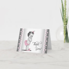 Tarjeta De Agradecimiento El vintage gris rosado Baby Shower le agradece