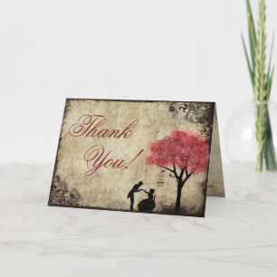 Tarjeta De Agradecimiento El vintage rojo de la oferta le agradece cardar