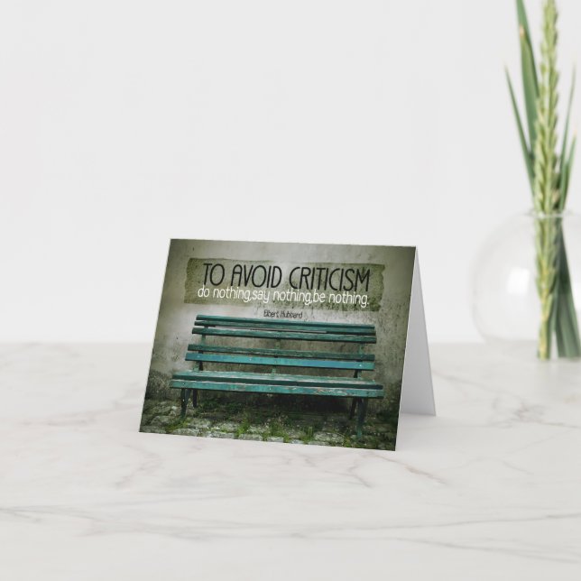 Tarjeta De Agradecimiento Elbert Hubbard cita Inspiradora "Crítica" (Anverso)