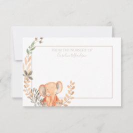 Tarjeta De Agradecimiento Elefante acuático Boho Safari