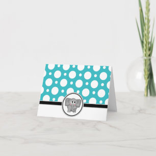 Tarjeta De Agradecimiento Elefante adorable personalizado Turquoise Polka Do