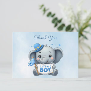 Tarjeta de agradecimiento elefante azul