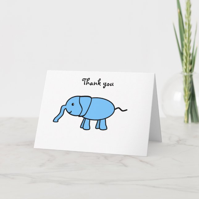 Tarjeta De Agradecimiento Elefante azul bebé (Anverso)