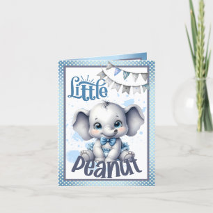 Tarjeta De Agradecimiento Elefante azul dulce - cacahuete pequeño