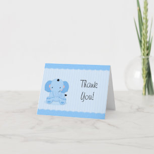 Tarjeta De Agradecimiento Elefante Azul Gracias Baby Shower