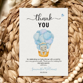 Tarjeta De Agradecimiento Elefante azul suave globo de aire caliente Baby Sh