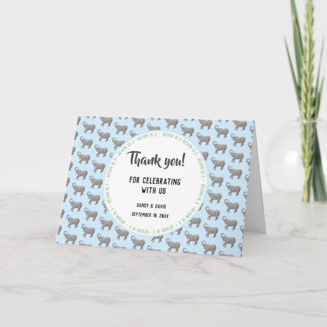 Tarjeta De Agradecimiento Elefante bebé (Anverso)
