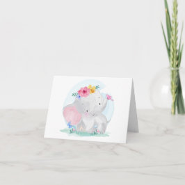 Tarjeta De Agradecimiento Elefante bebé acuarela Gracias