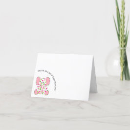 Tarjeta De Agradecimiento Elefante bebé rosa