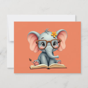 Tarjeta De Agradecimiento Elefante Bebé Sabio