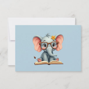 Tarjeta De Agradecimiento Elefante Bebé Sabio