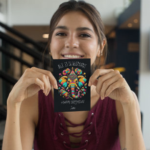 Tarjeta De Agradecimiento Elefante celebratorio: cumpleaños de Jakes Irrelev