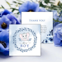 Elefante con Anemones Azules Chico Baby Shower