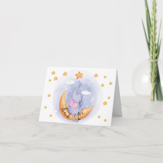 Tarjeta De Agradecimiento Elefante Cute | Animales Baby Shower (Anverso)