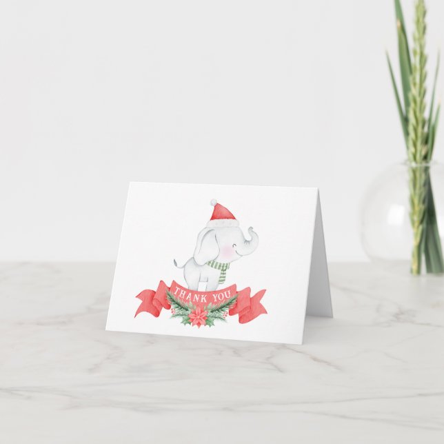 Tarjeta De Agradecimiento Elefante Cute | NAVIDADES (Anverso)