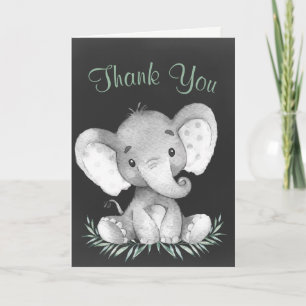 Tarjeta De Agradecimiento Elefante de acuarela de Chalkboard Gracias