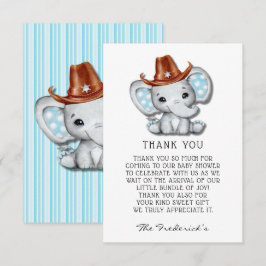 Tarjeta De Agradecimiento Elefante de Vaquero Baby Shower Gracias Cartas