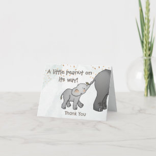 Tarjeta De Agradecimiento Elefante Dibujado a Mano Adorable Cacahuete Pequeñ