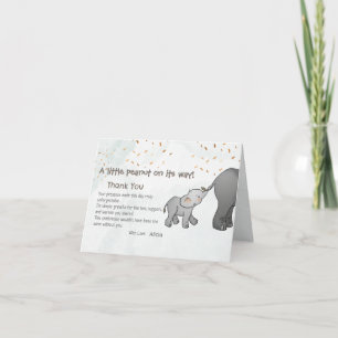 Tarjeta De Agradecimiento Elefante Dibujado a Mano Adorable Cacahuete Pequeñ