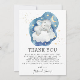 Tarjeta De Agradecimiento Elefante Durmiendo Estrella Brillante Baby Shower 