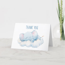 Tarjeta De Agradecimiento Elefante durmiente Baby Shower, Boy Baby Shower