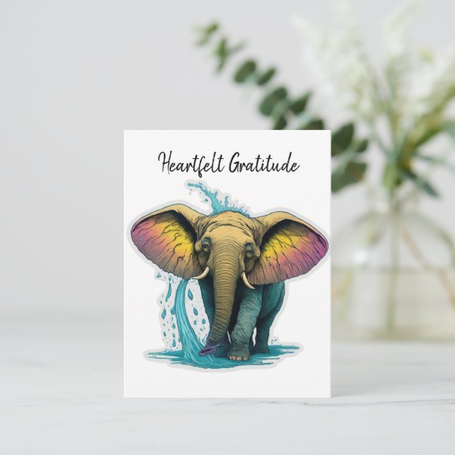 Tarjeta De Agradecimiento Elefante juguetón (Anverso de pie)