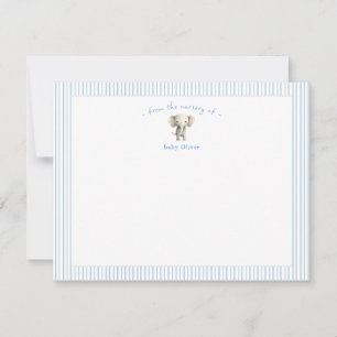 Tarjeta De Agradecimiento Elefante lindo borde azul Niño