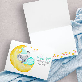Tarjeta De Agradecimiento Elefante lindo durmiendo en el Baby Shower de la l
