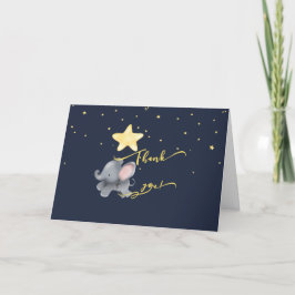 Tarjeta De Agradecimiento Elefante Lindo & Globo Bajo la Noche Brillante